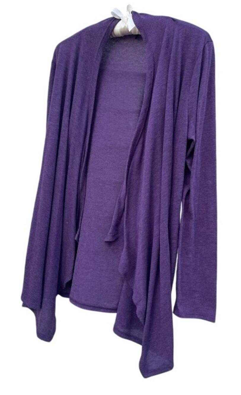 Rags & Couture Lightweight Deep Purple Knit Cascading Cardigan L
